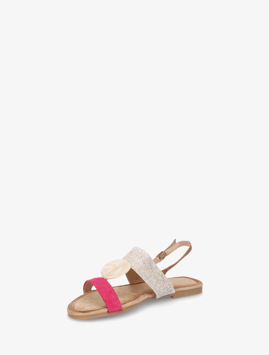 Nu-pieds raphia et suédine bijou style marbre - Fuchsia - 3
