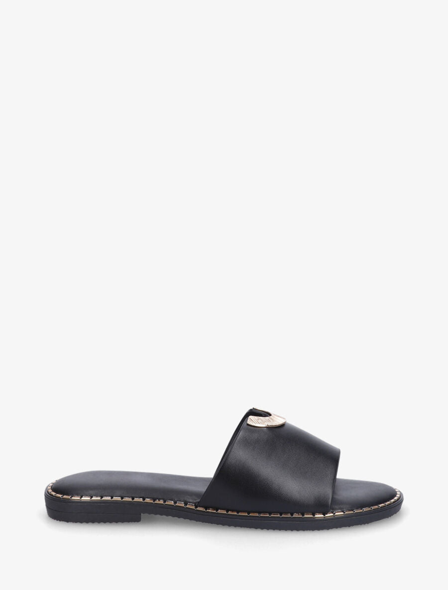 Claquettes en simili ajourés à bijou - Noir - 5