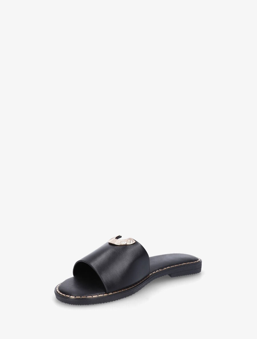 Claquettes en simili ajourés à bijou - Noir - 3