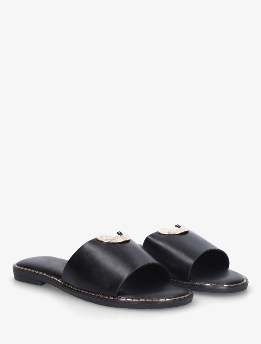 Claquettes en simili ajourés à bijou - Noir - 4