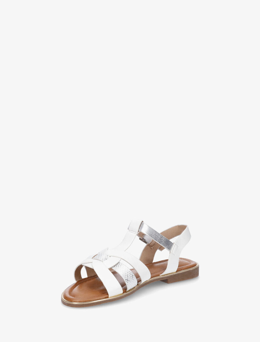 Nu-pieds brides croisées et python - Blanc - 3