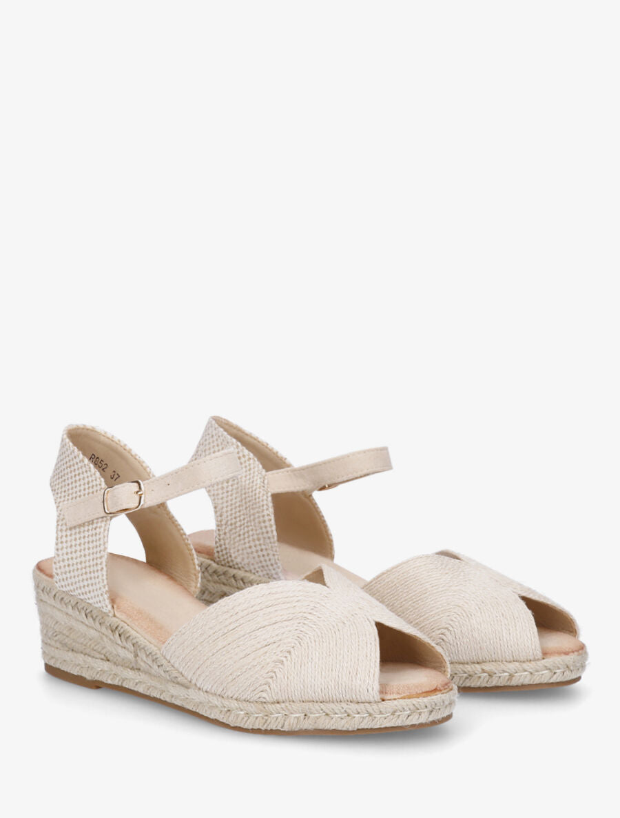 Sandales compensées style espadrille - Beige - 4