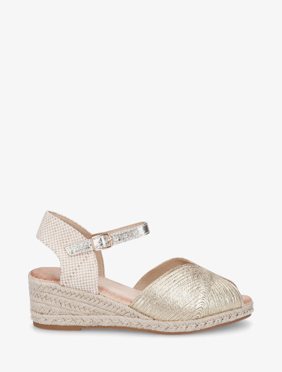 Sandales compensées style espadrille - Or - 1