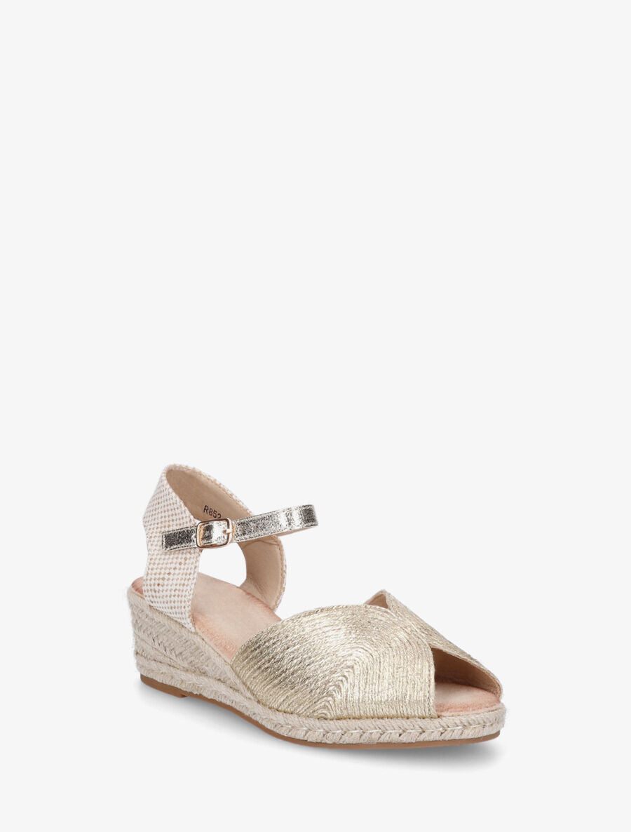 Sandales compensées style espadrille - Or - 2