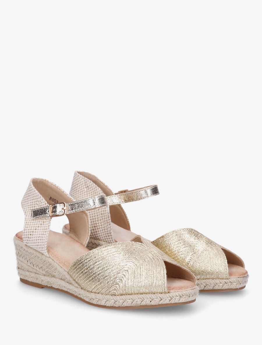 Sandales compensées style espadrille - Or - 4