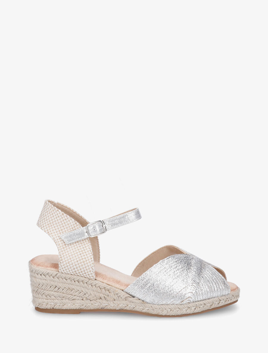Sandales compensées style espadrille - Argent - 5