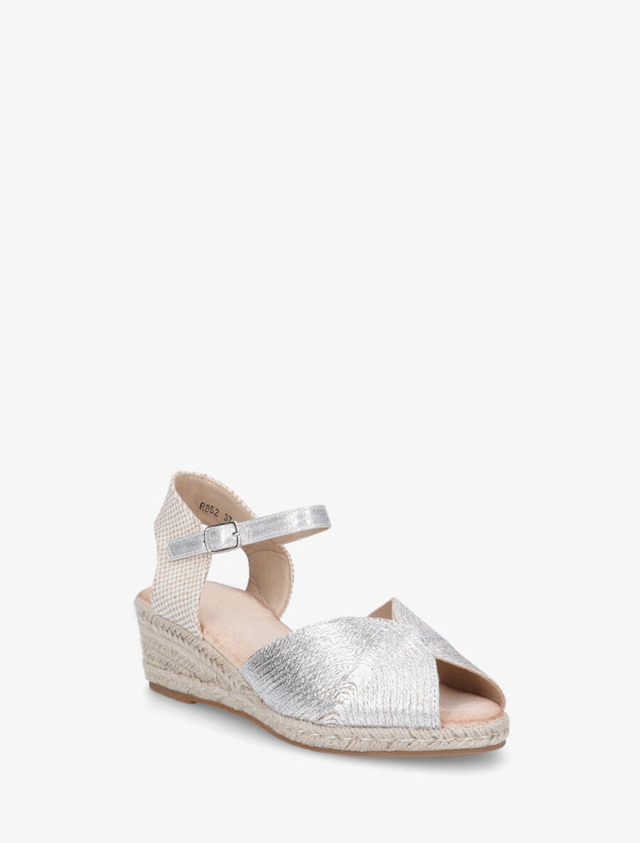 Sandales compensées style espadrille - Argent - 2