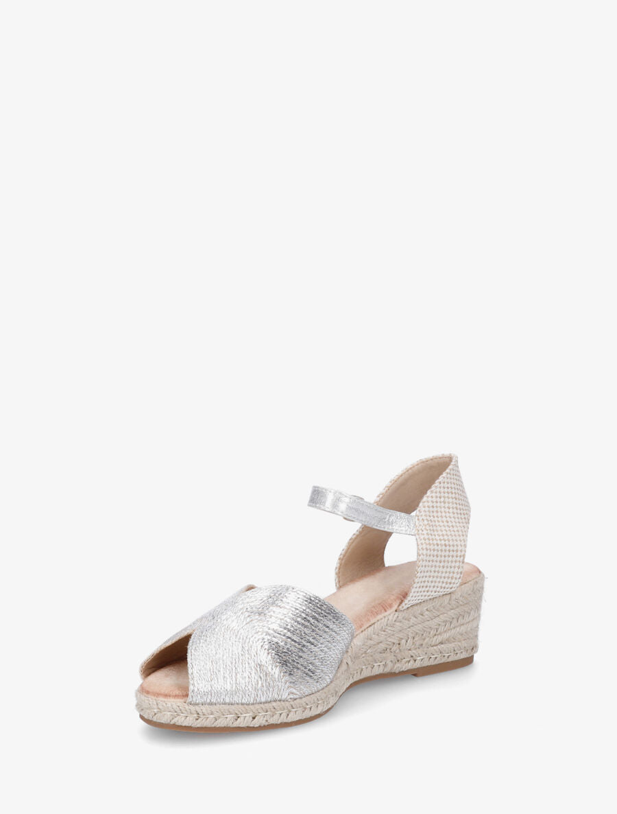 Sandales compensées style espadrille - Argent - 3