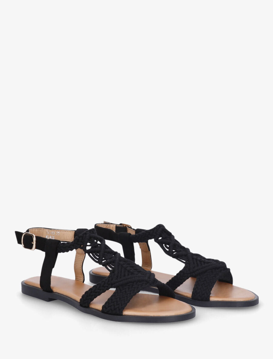 Nu-pieds effet macramé - Noir - 4