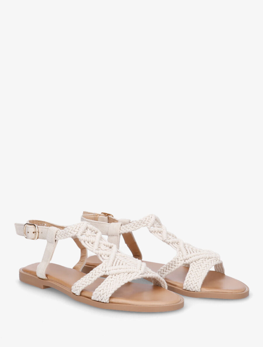 Nu-pieds effet macramé - Beige - 4