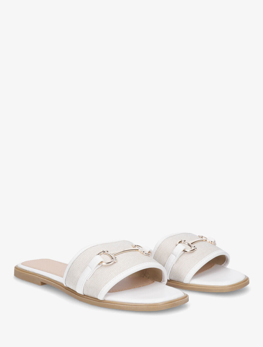Mules plates bi-matière à boucle - Blanc - 4