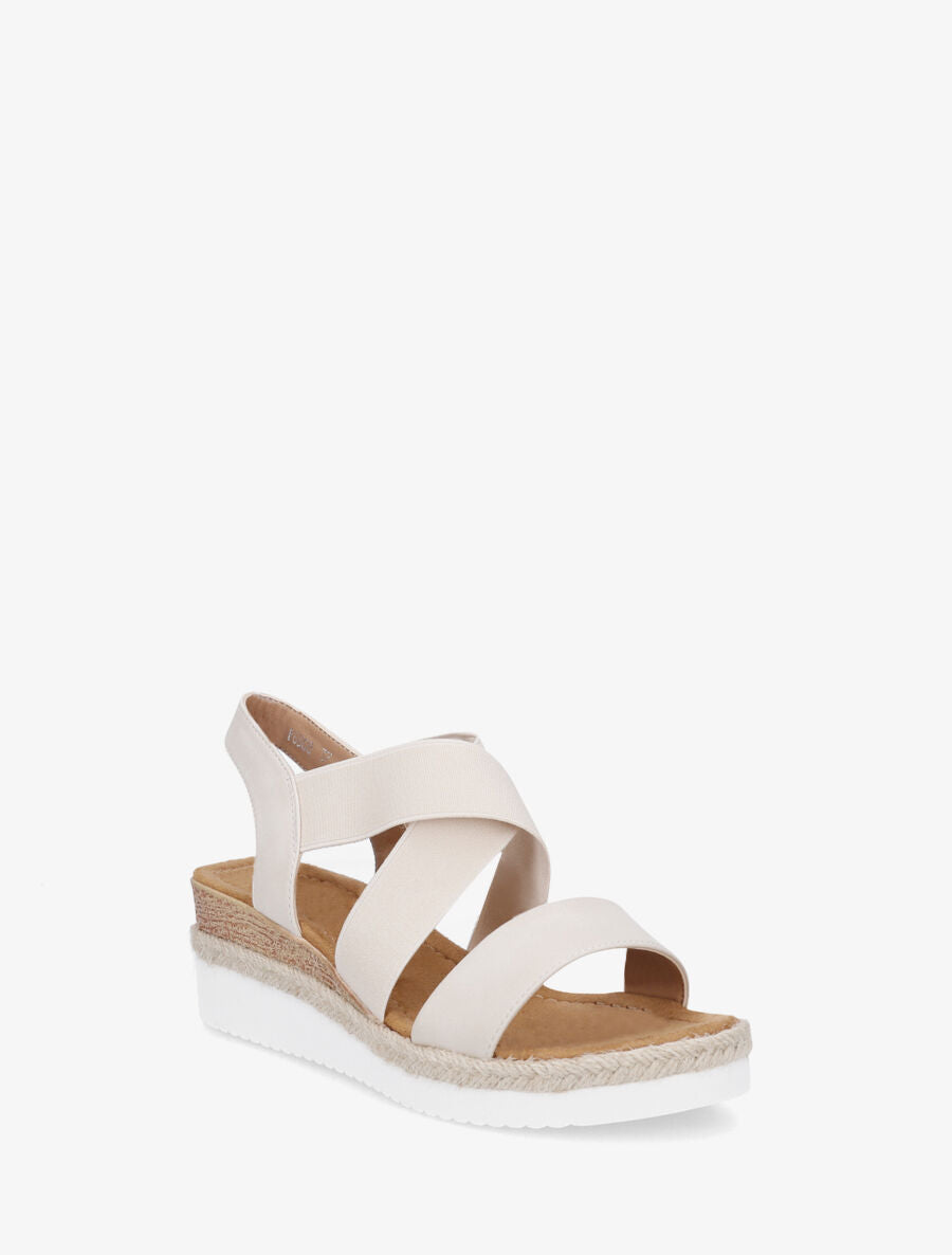 Sandales compensées à élastiques - Beige - 2