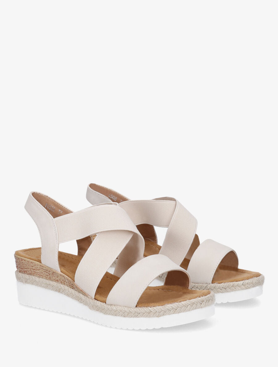 Sandales compensées à élastiques - Beige - 4