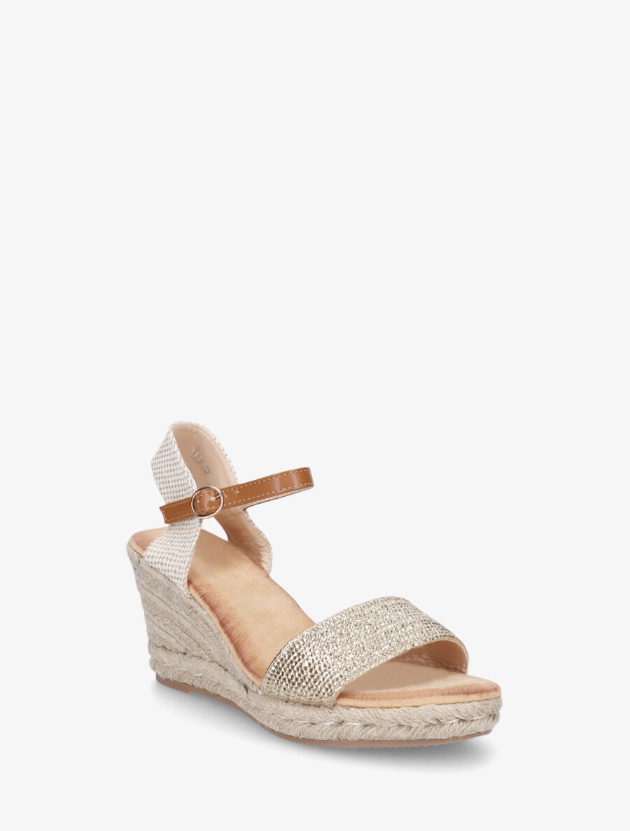 Sandales compensées hautes style espadrille - Or - 2