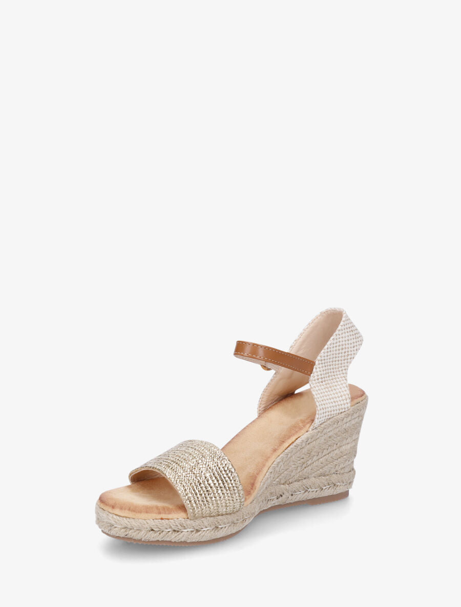 Sandales compensées hautes style espadrille - Or - 3