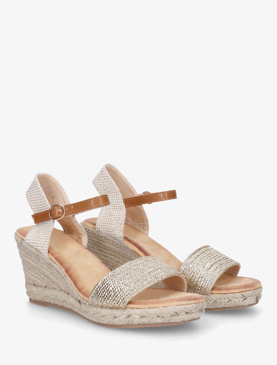Sandales compensées hautes style espadrille - Or - 4