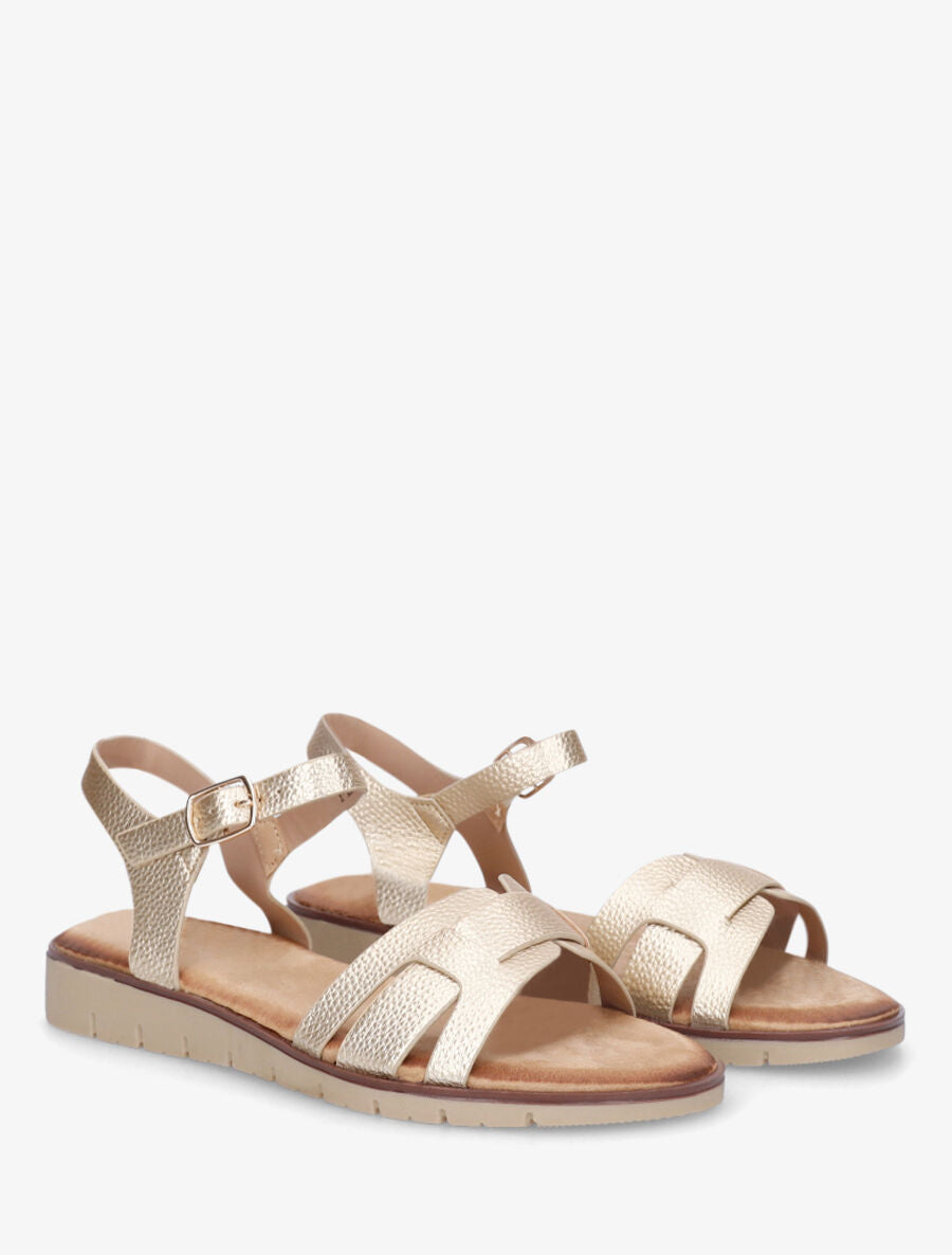 Nu-pieds en simili effet grainé - Or - 4