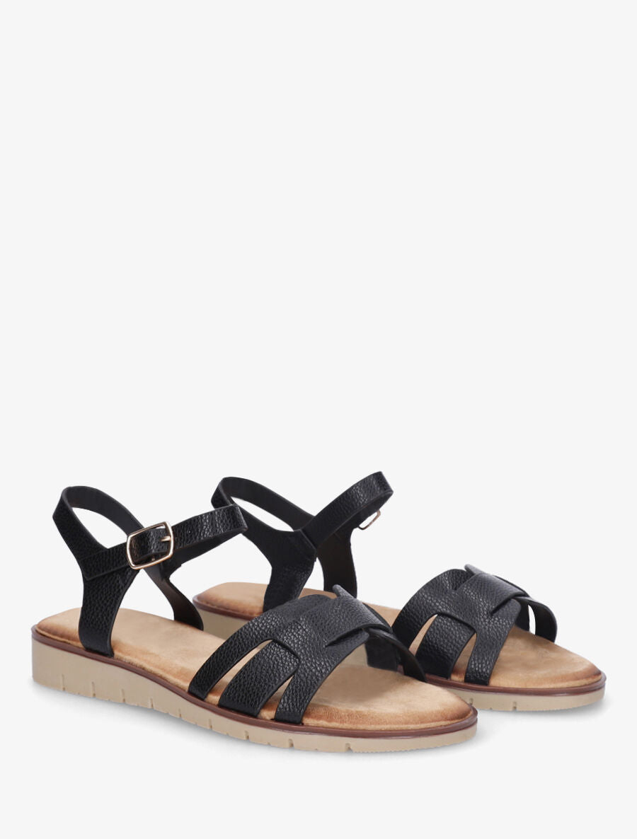 Nu-pieds en simili effet grainé - Noir - 4