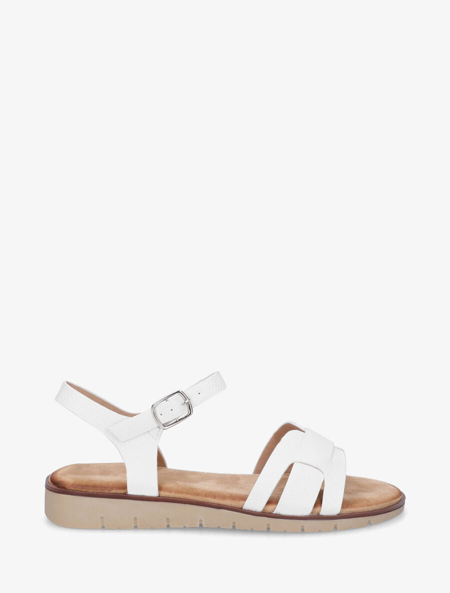 Nu-pieds en simili effet grainé - Blanc - 5