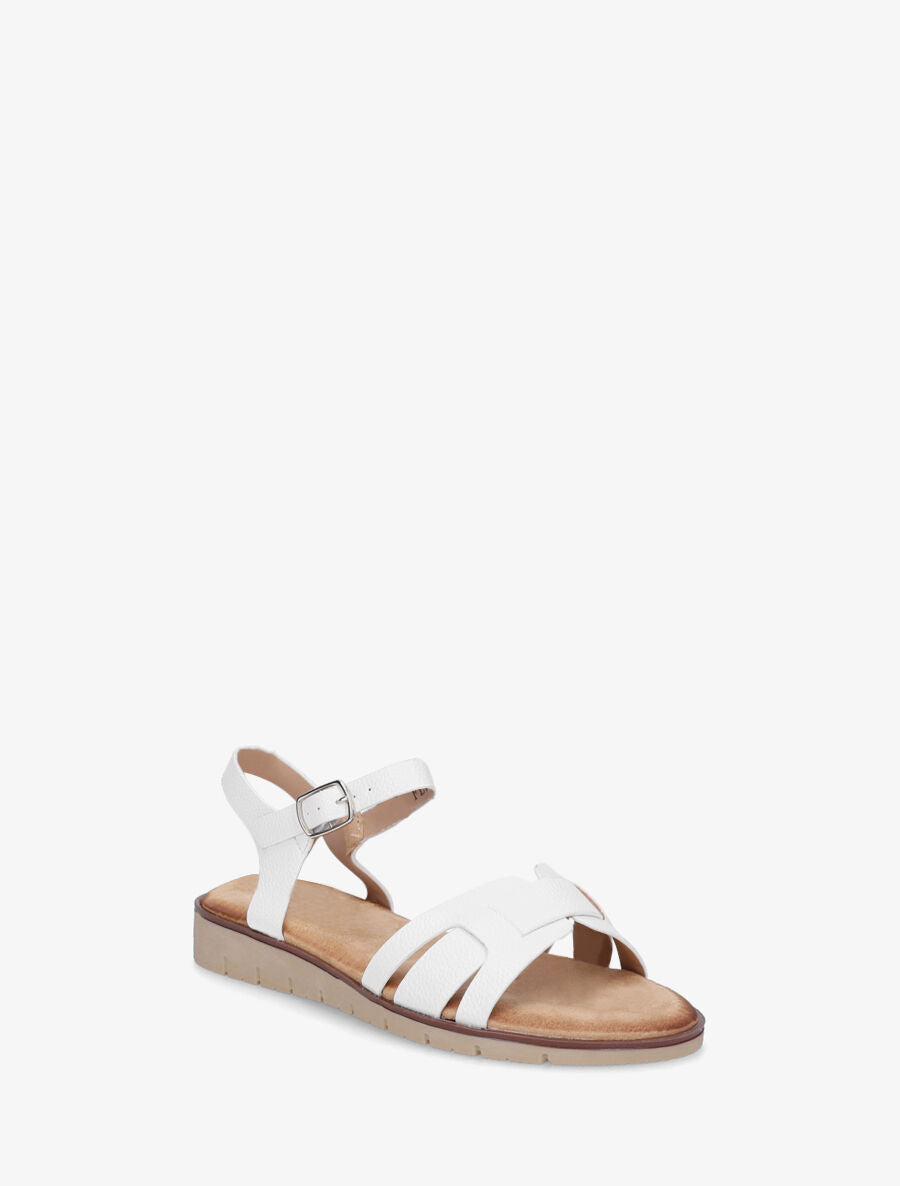 Nu-pieds en simili effet grainé - Blanc - 2