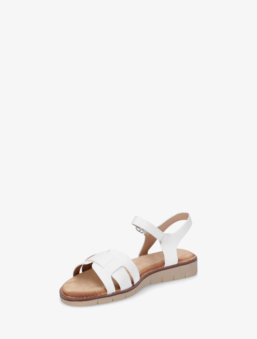 Nu-pieds en simili effet grainé - Blanc - 3