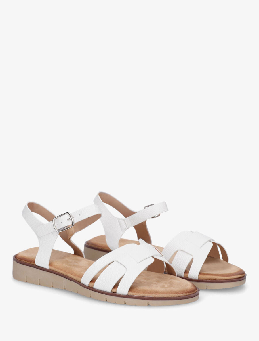 Nu-pieds en simili effet grainé - Blanc - 4