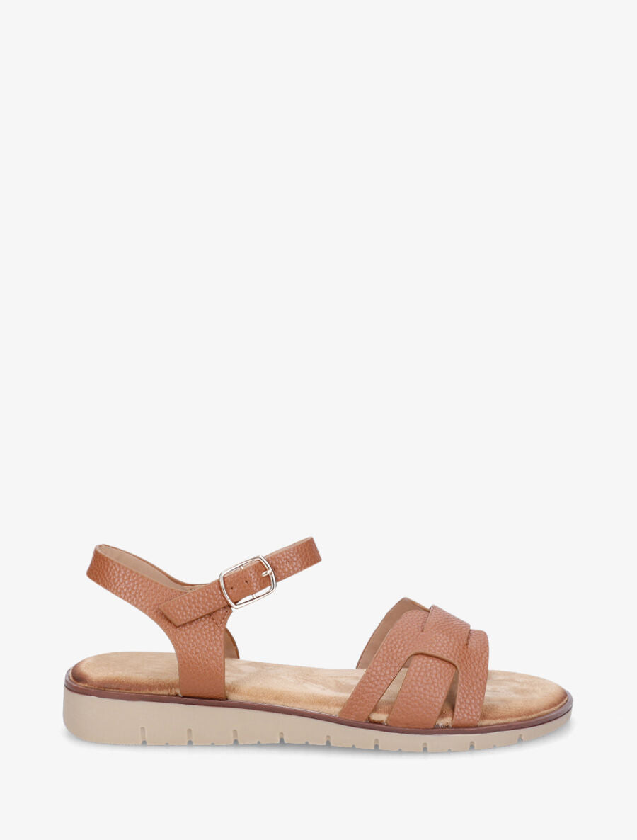 Nu-pieds en simili effet grainé - Camel - 5