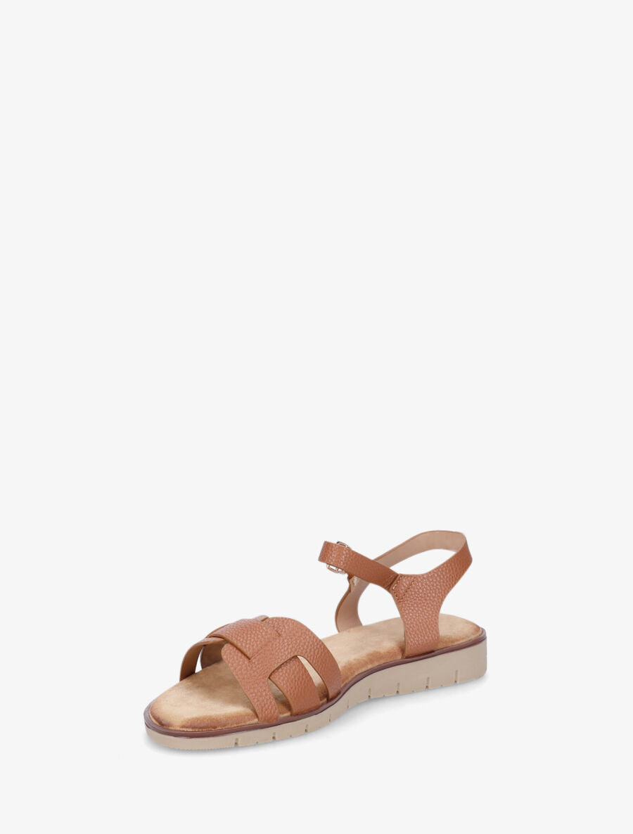 Nu-pieds en simili effet grainé - Camel - 3