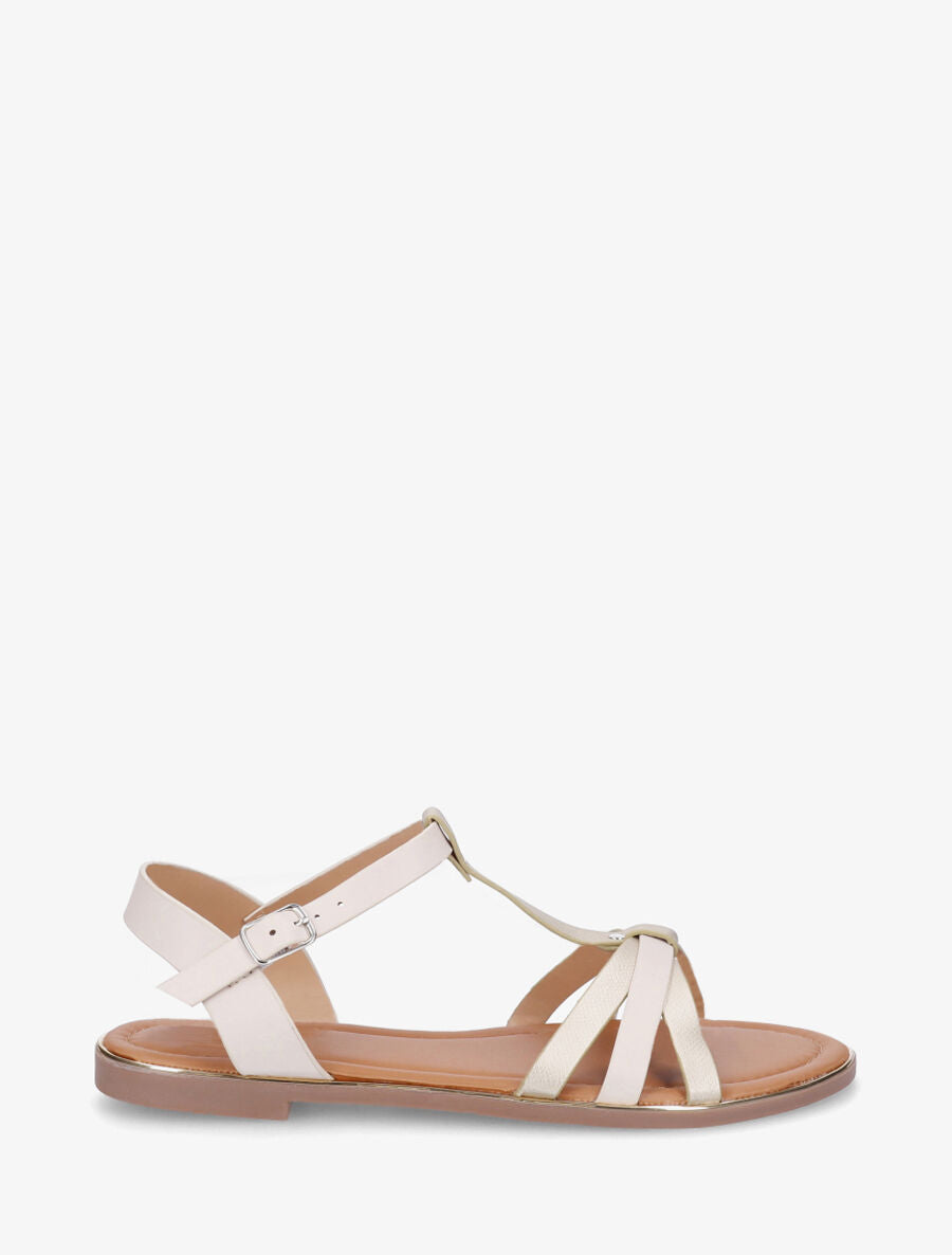 Nu-pieds irisés bride en T - Beige - 5