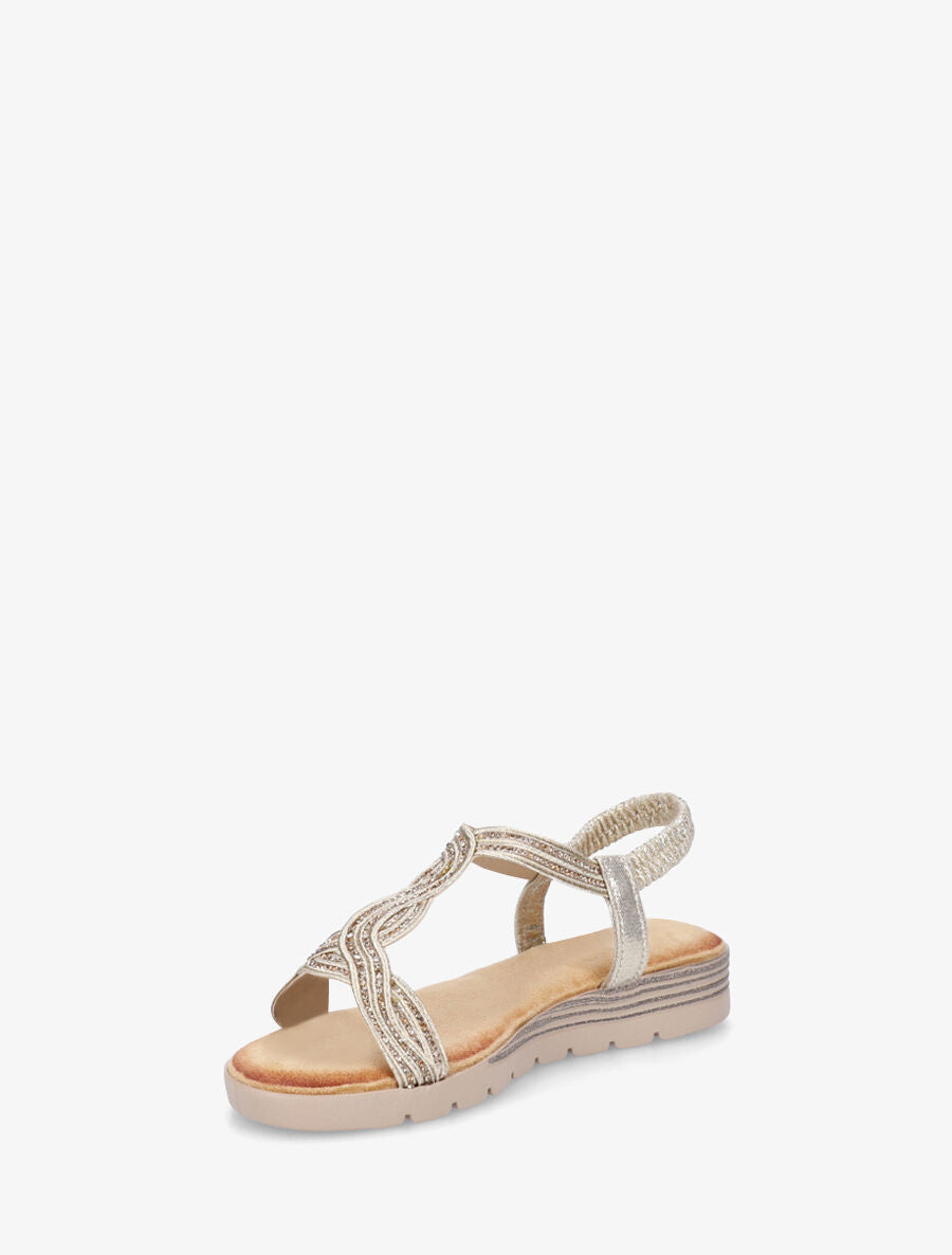 Nu-pieds à bride torsadé à strass - Or - 3