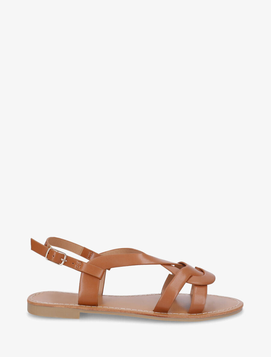 Nu-pieds entrelacés en simili - Camel - 1