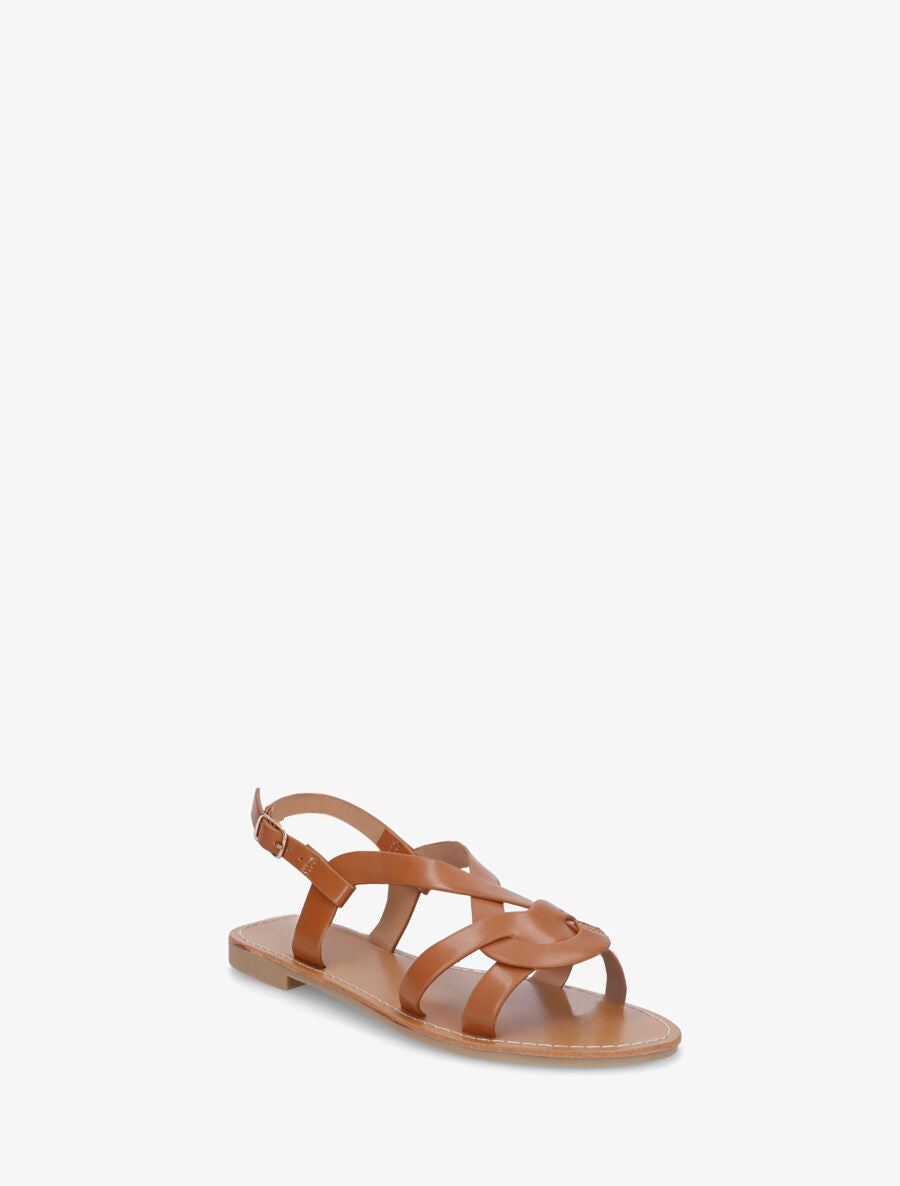 Nu-pieds entrelacés en simili - Camel - 2