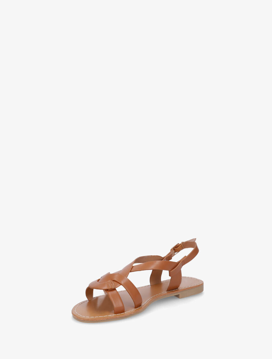 Nu-pieds entrelacés en simili - Camel - 3