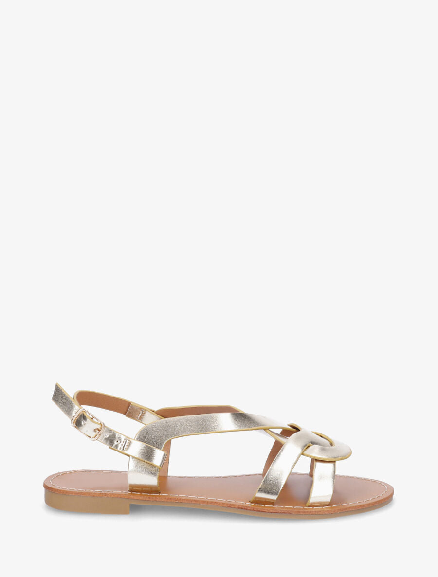 Nu-pieds entrelacés en simili - Or - 5