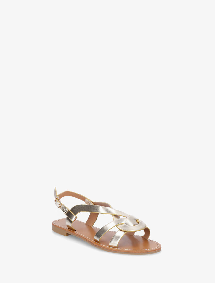 Nu-pieds entrelacés en simili - Or - 2