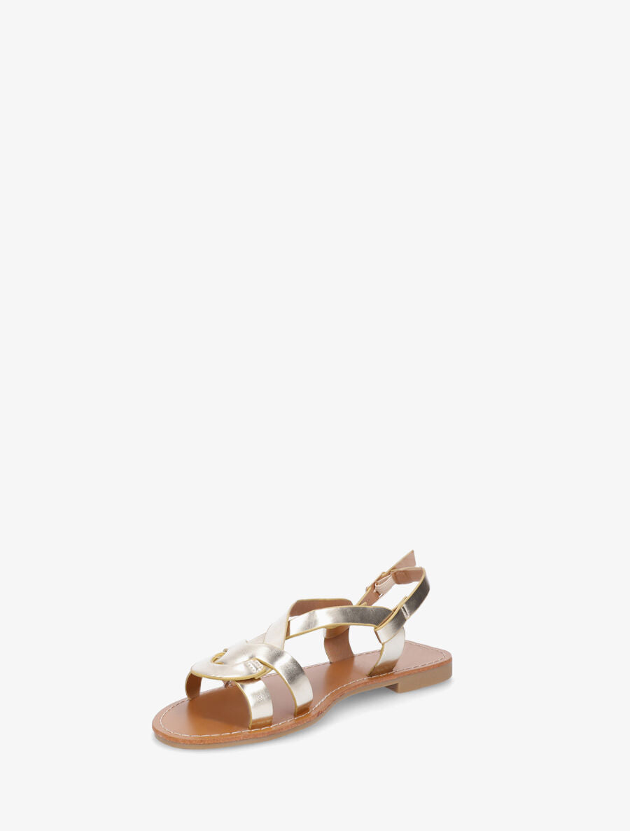 Nu-pieds entrelacés en simili - Or - 3