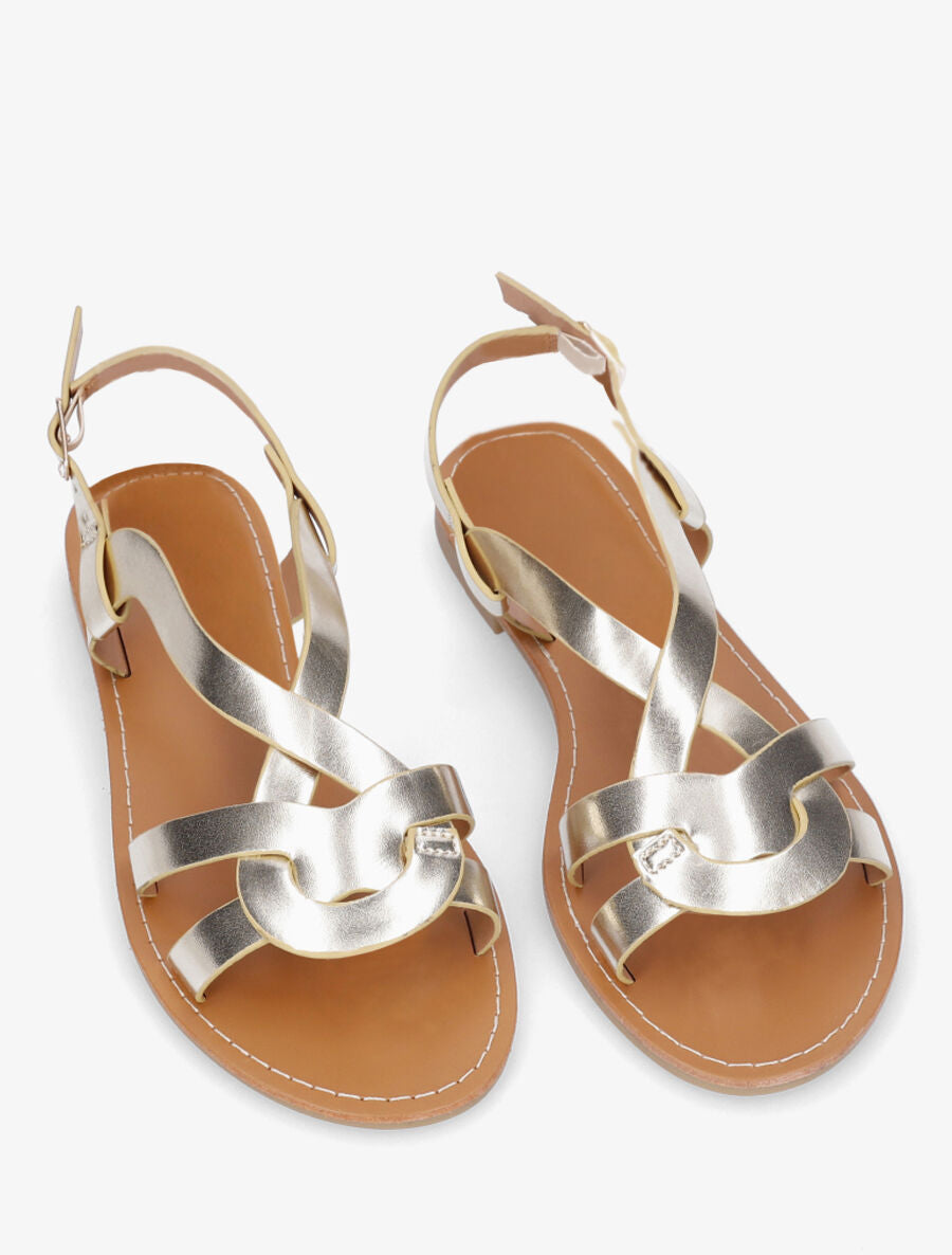 Nu-pieds entrelacés en simili - Or - 4