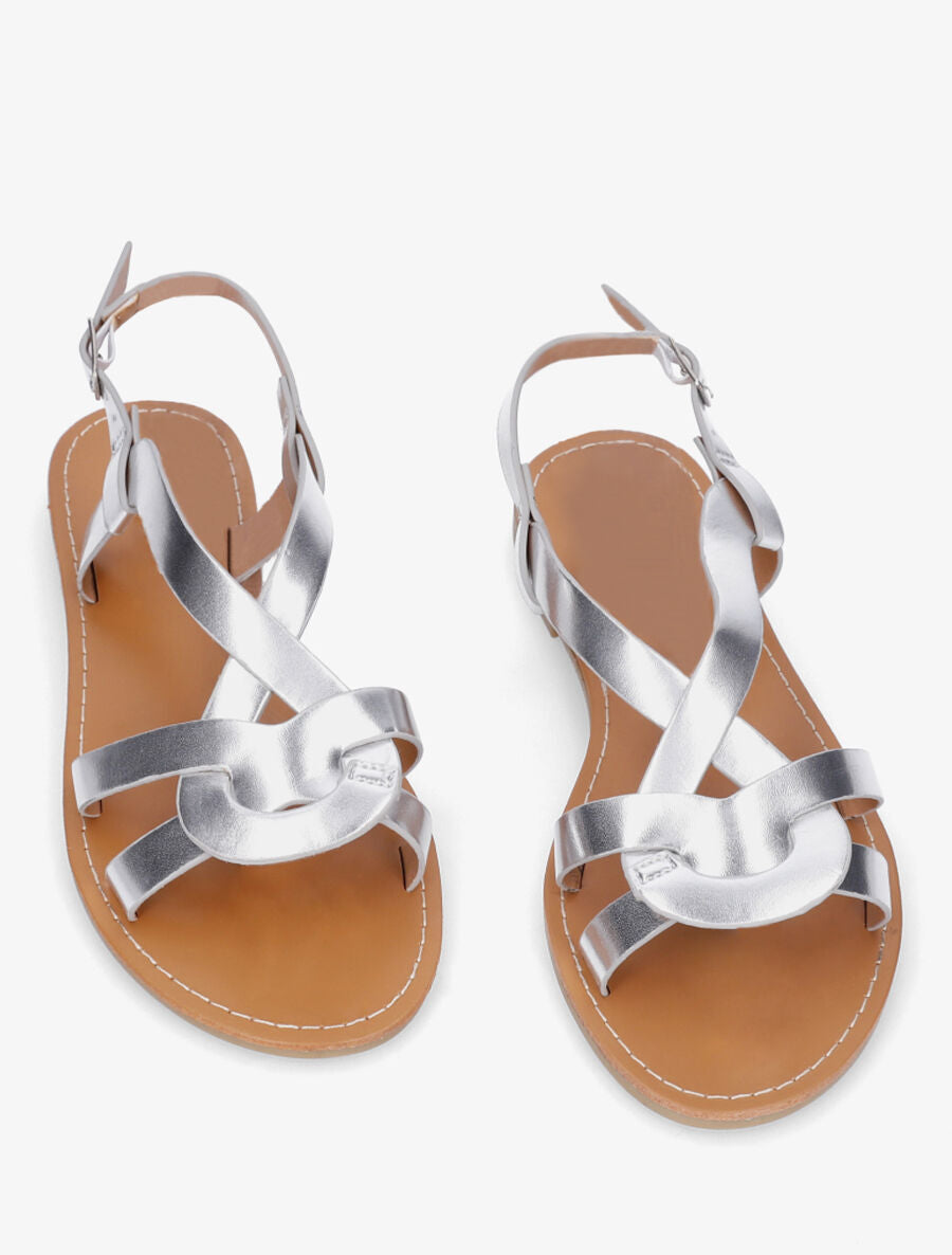 Nu-pieds entrelacés en simili - Argent - 4