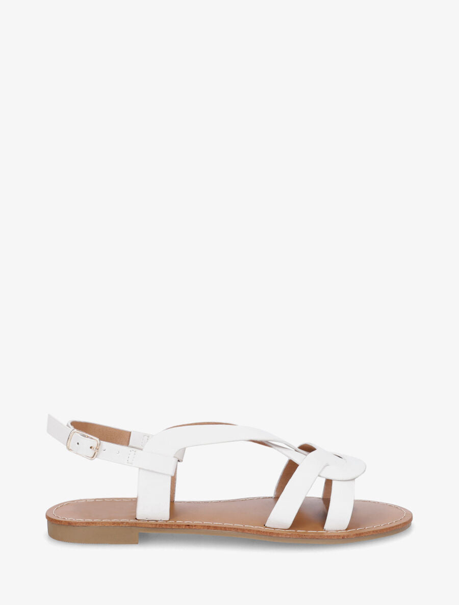 Nu-pieds entrelacés en simili - Blanc - 5
