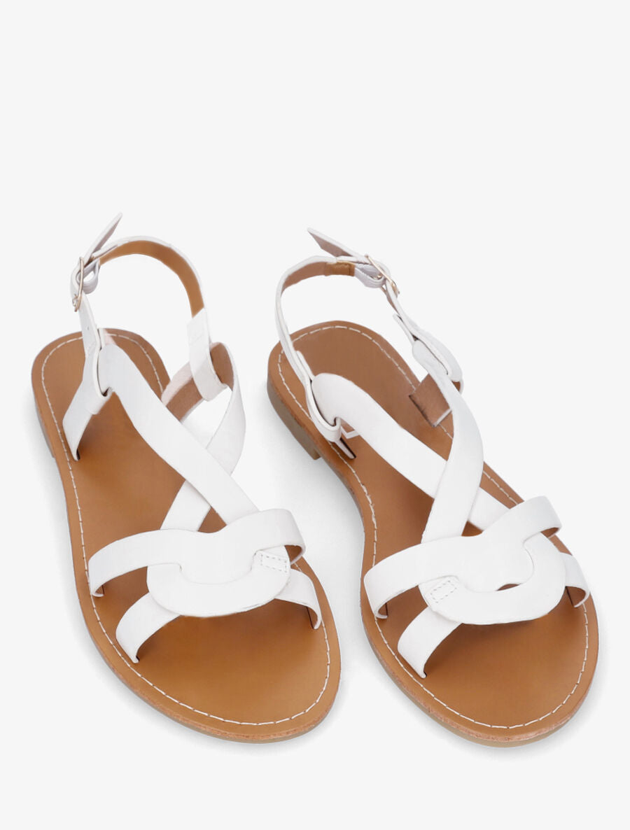 Nu-pieds entrelacés en simili - Blanc - 4