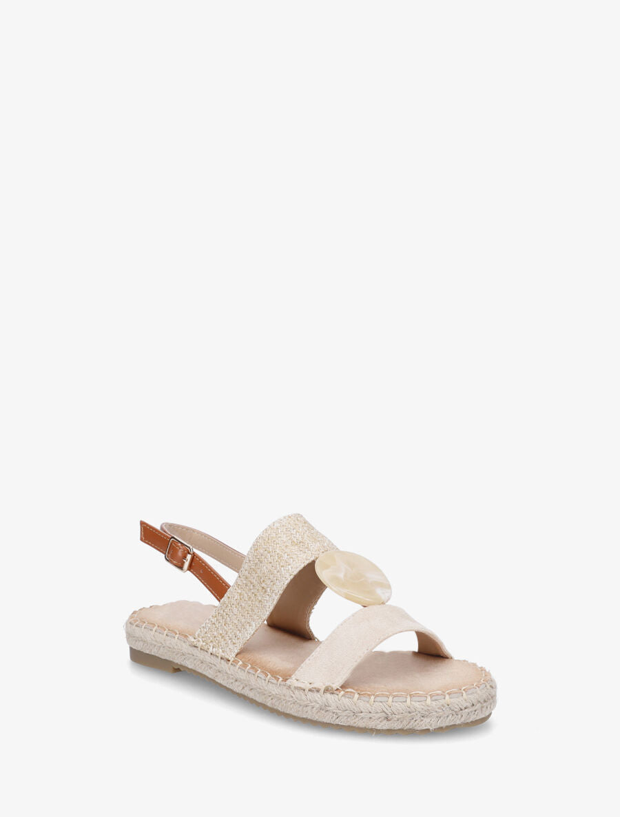 Nu-pieds bi-matière à bijou marbré - Beige - 2