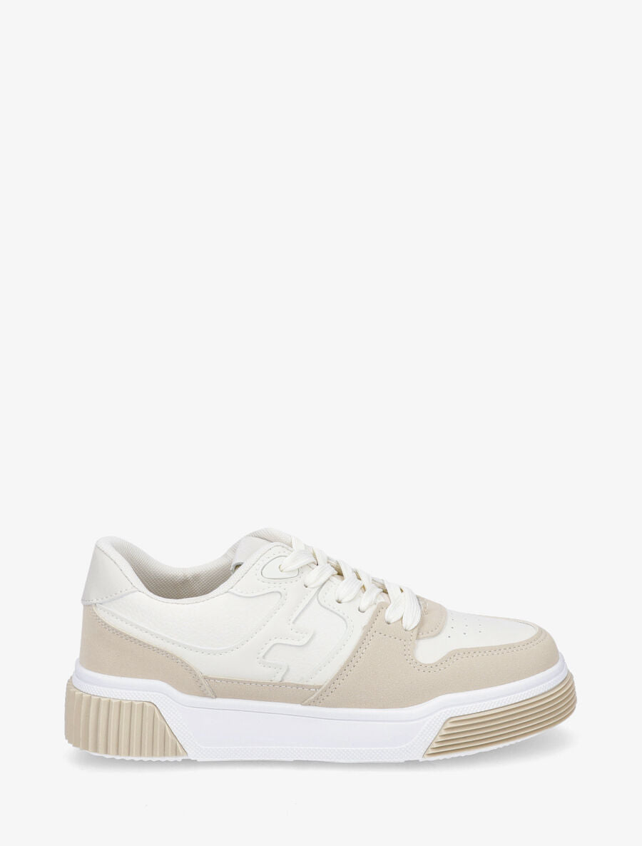Baskets casual en simili - Beige - 5