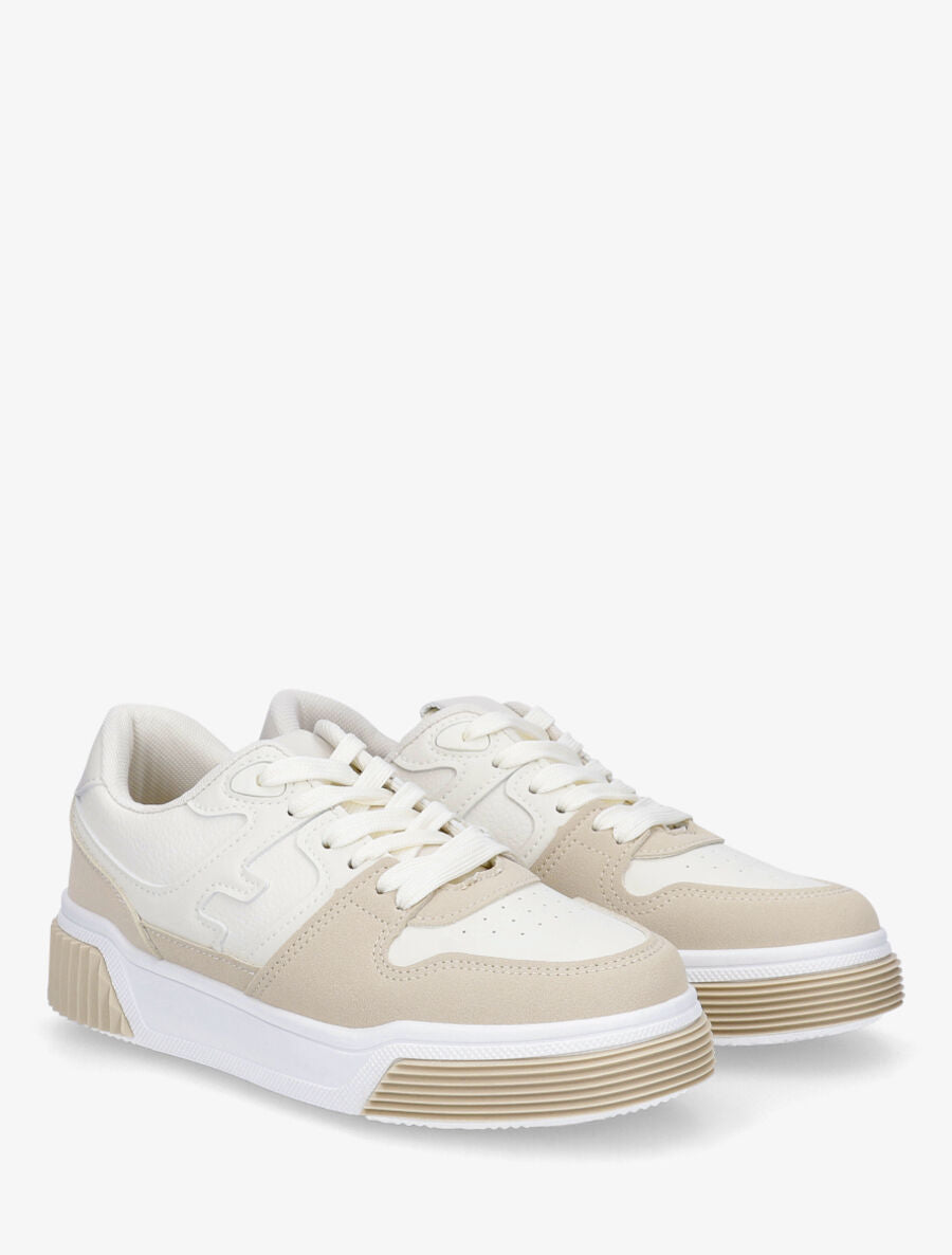 Baskets casual en simili - Beige - 4
