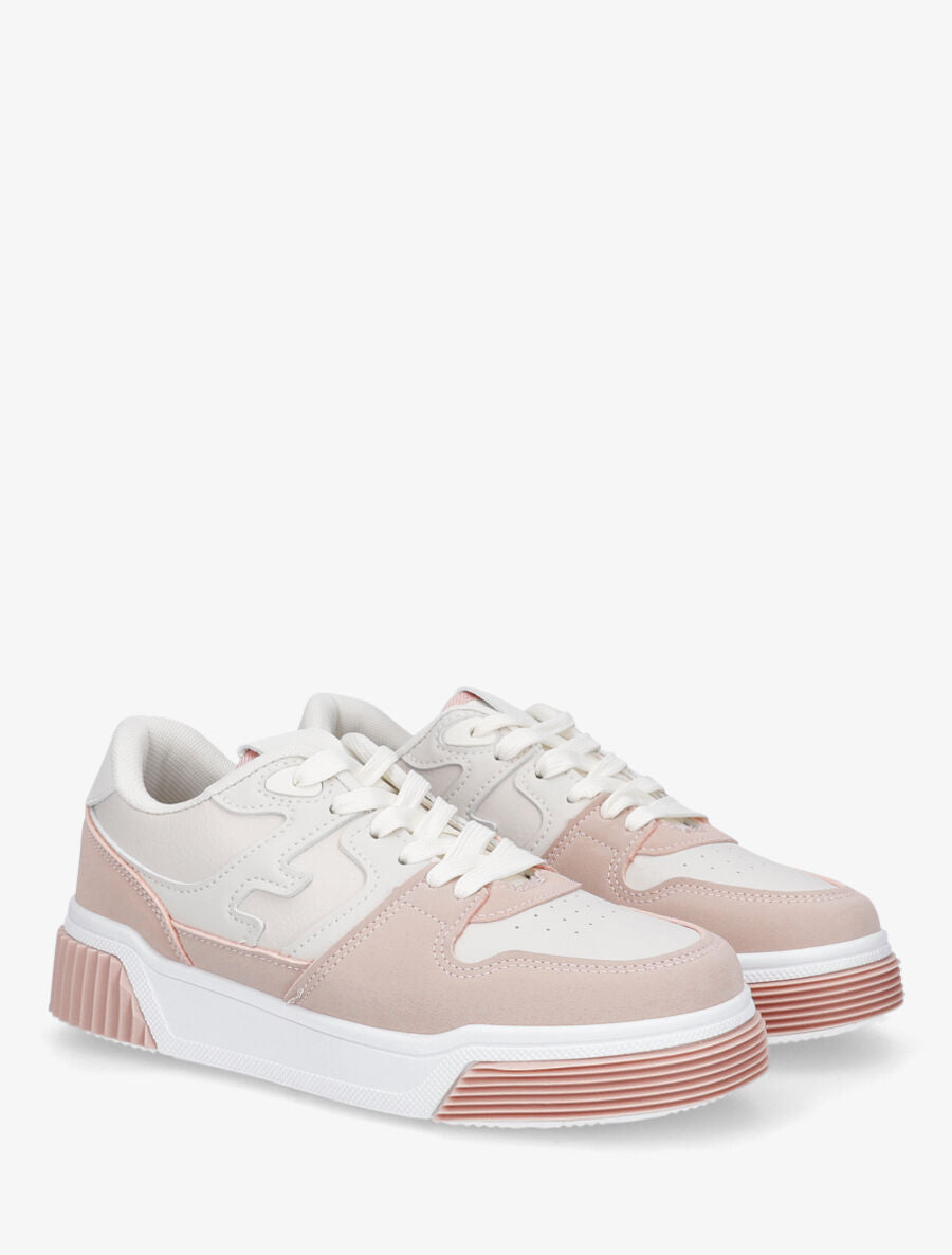 Baskets casual en simili - Rose - 4
