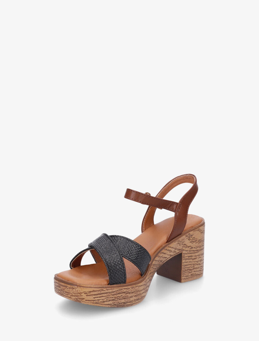 Sandales à talon et brides croisées - Noir - 3