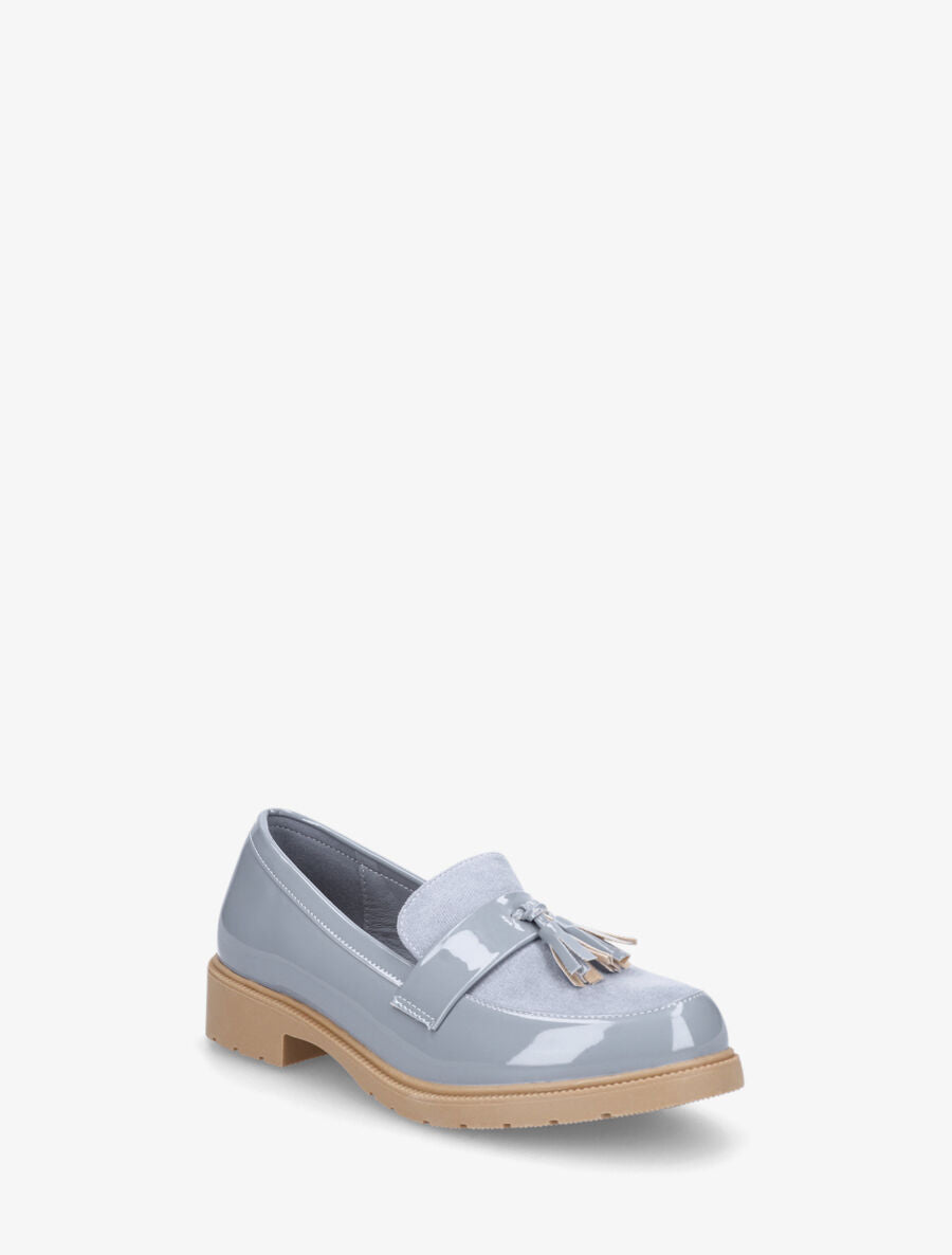 Mocassins bi-matière à pompon - Bleu ciel - 2