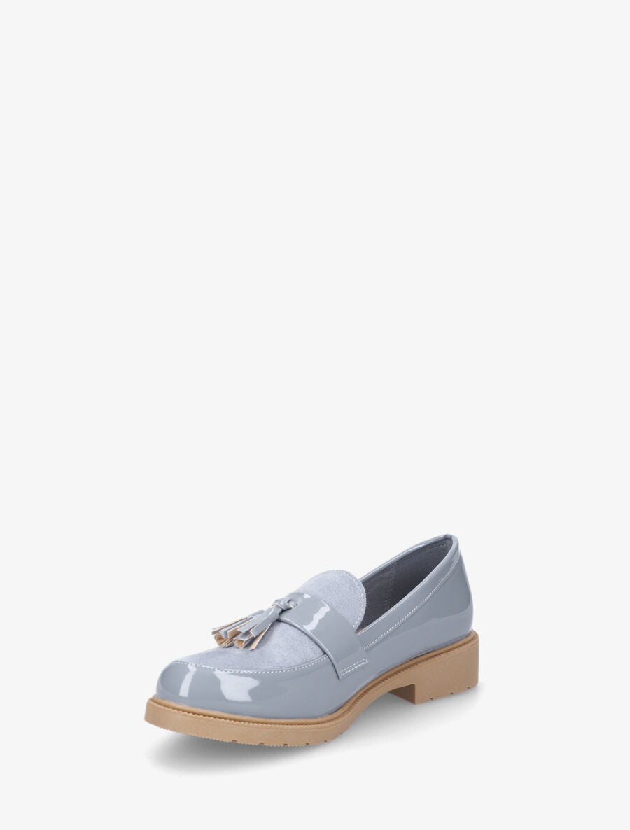 Mocassins bi-matière à pompon - Bleu ciel - 3
