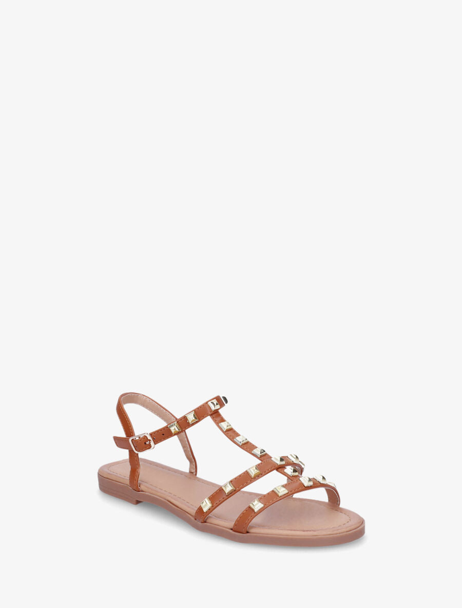 Nu-pieds plats cloutés - Camel - 2