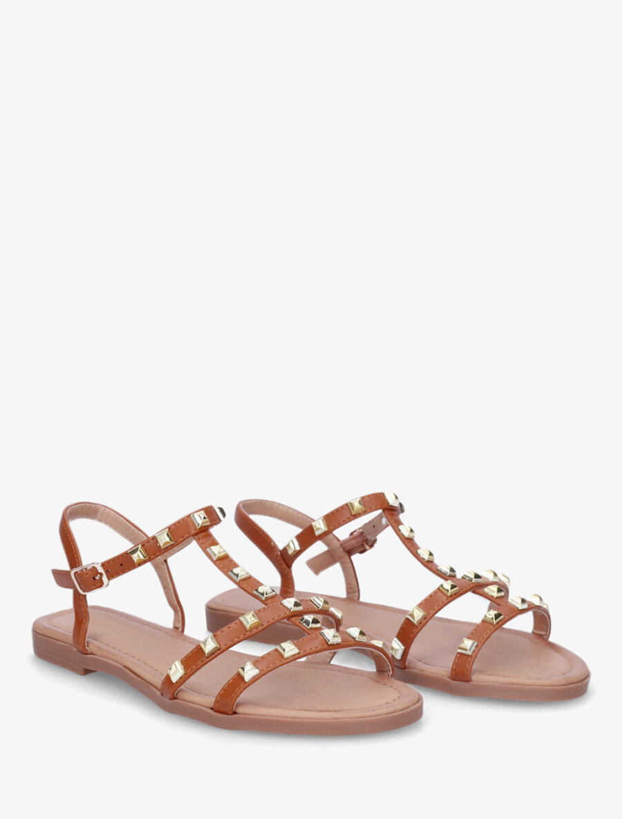 Nu-pieds plats cloutés - Camel - 4