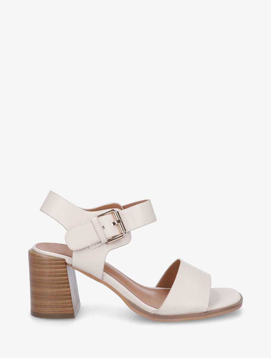 Sandales à talon en simili - Beige - 5